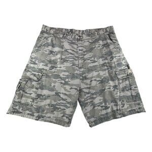 Wrangler Camo Cargo Shorts Mens 42 100% Cotton Gray Camouflage